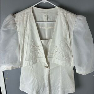 Elegant vintage  80’S , 90’S White Women's whimsical Top